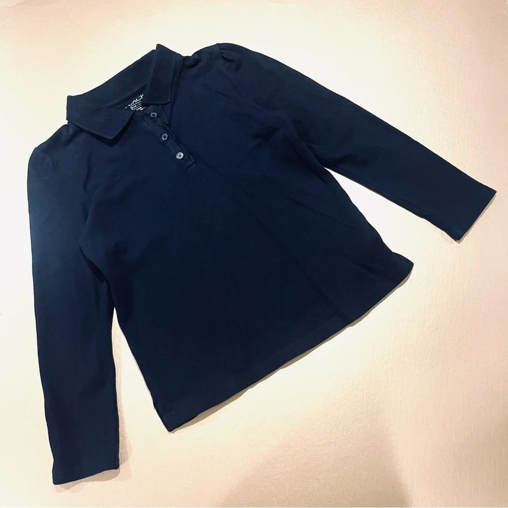 The Children’s Place Black Long Sleeve Polo Shirt Size Medium 7/8